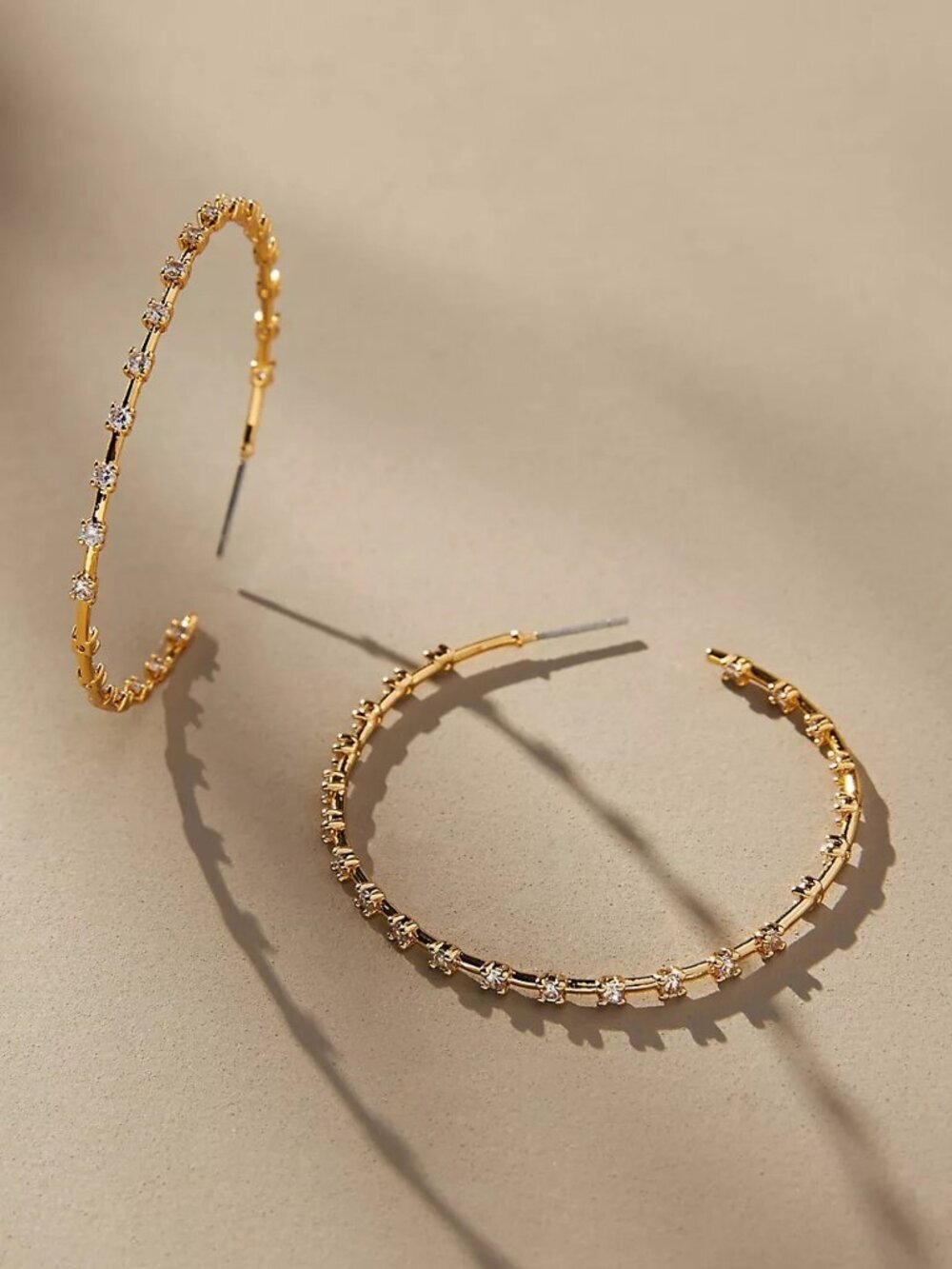 NWT Anthropologie Patterned Pave Hoop Gold Earrings